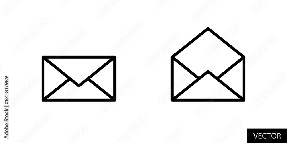 Closed and open Email, envelope, mark as unread and read mail vector icons in line style design for website, app, ui, isolated on white background. Editable stroke. Vector illustration. Closed and open Email, envelope, mark as unread and read mail vector icons in line style design for website, app, ui, isolated on white background. Editable stroke. Vector illustration.