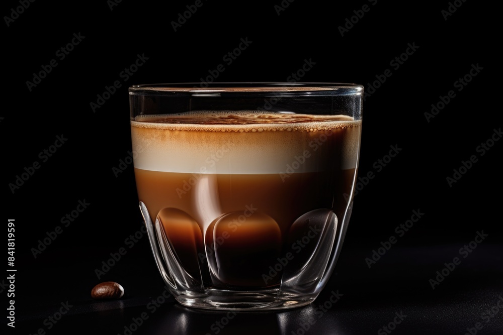 Espresso drink in glass with coffee beans Espresso drink in glass with coffee beans