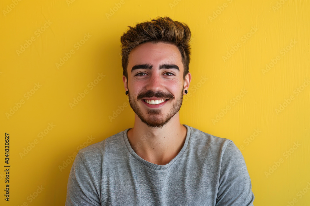 Obraz premium A close up portrait of a young man with a subtle smile