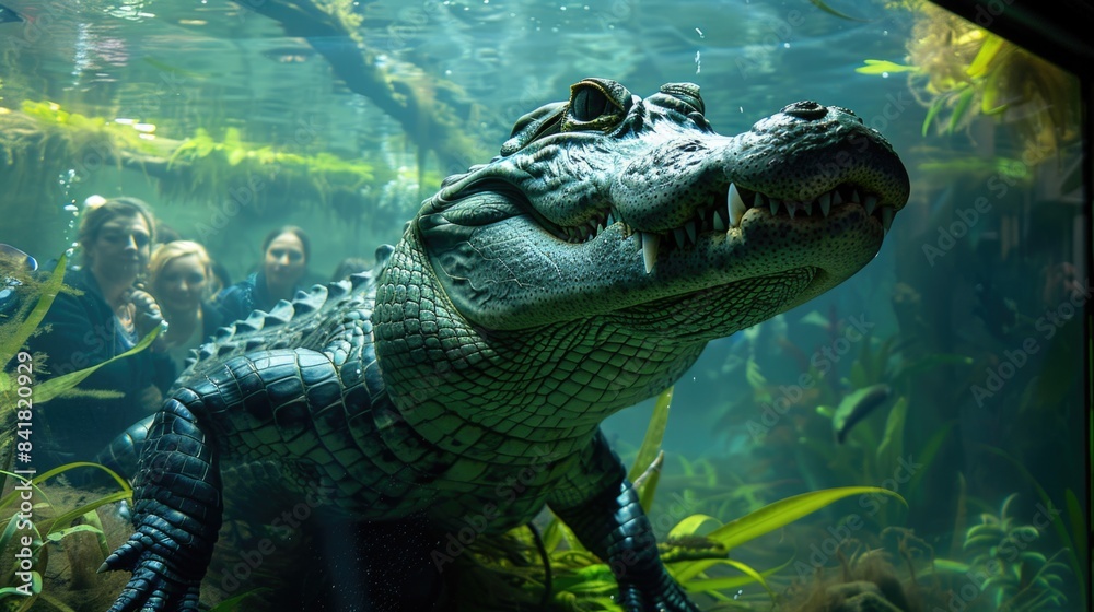 Fototapeta premium Alligator close-up at aquarium