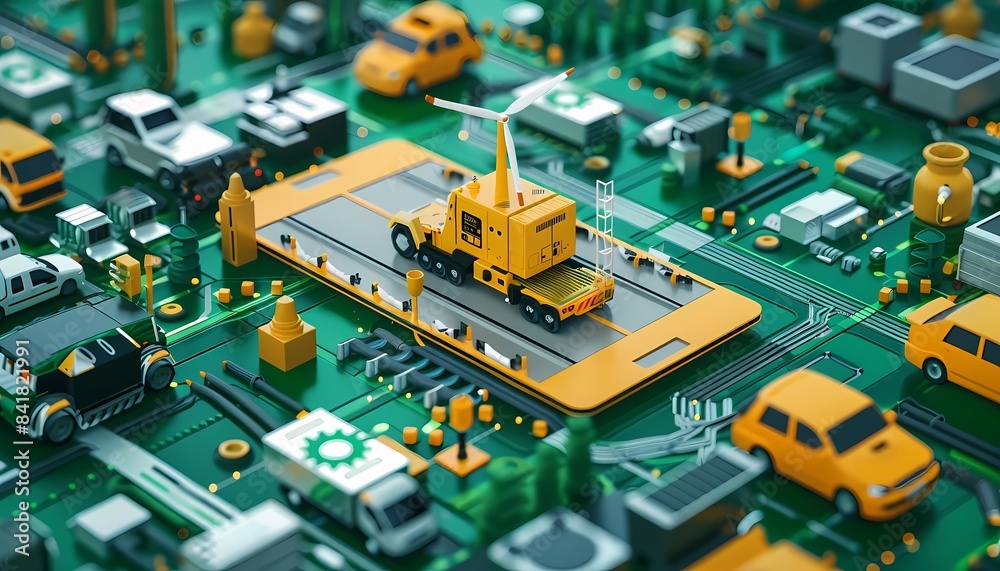 Flat design manufacturing technology with energyefficient machinery, green manufacturing, and sustainability Flat design manufacturing technology with energyefficient machinery, green manufacturing, and sustainability