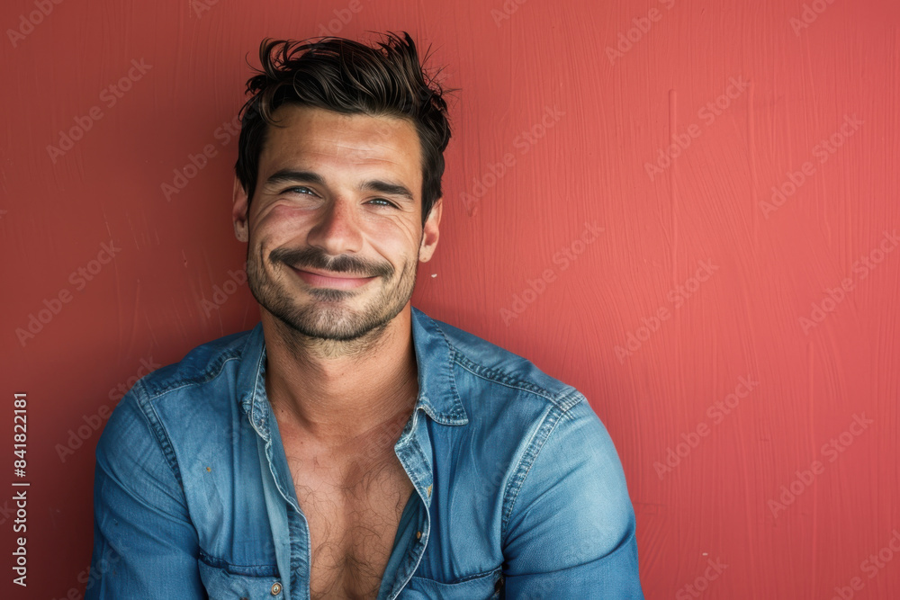 A close up portrait of a young man with a subtle smile A close up portrait of a young man with a subtle smile