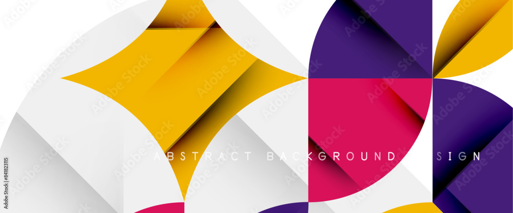 Minimal geometric elements on white. Petals, round triangles, star Minimal geometric elements on white. Petals, round triangles, star