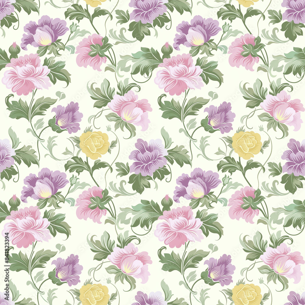 custom made wallpaper toronto digitalFloral variety color, form natural, seamless fabric pattern.