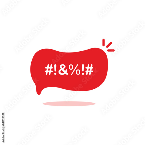 hate speech icon like abstract bad word on red bubble. concept of customer negative emotion. flat simple trend modern vulgarity explicitives logotype
