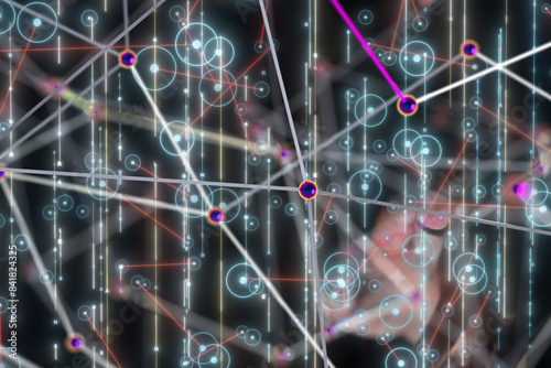 Neural network 3D illustration. Big data and cybersecurity - 3d