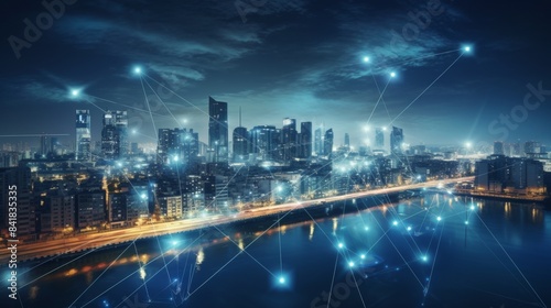 5G, 6G, Big data wireless network, high speed internet, cloud computing or connect diagram technology, Data storage, service, synchronize, online, financial, Connectivity global, smart city, Gen AI