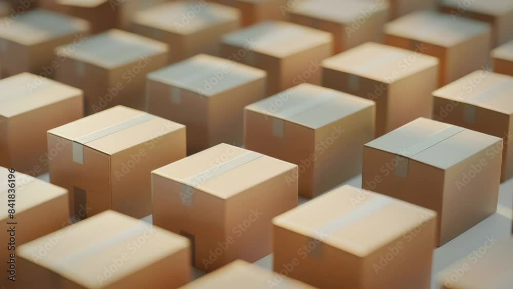 Cardboard boxes in a bright room 4K video