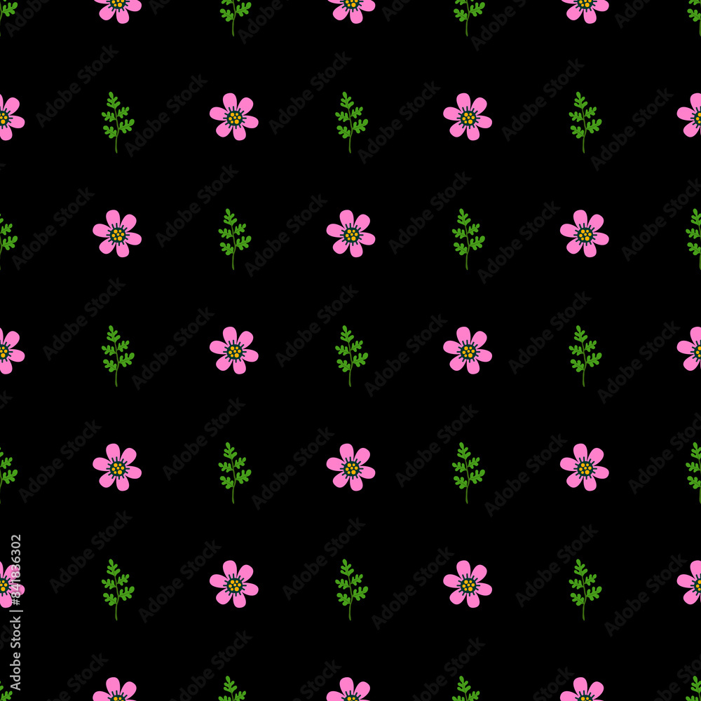 Hand drawn pressed flowers pattern Hand drawn pressed flowers pattern