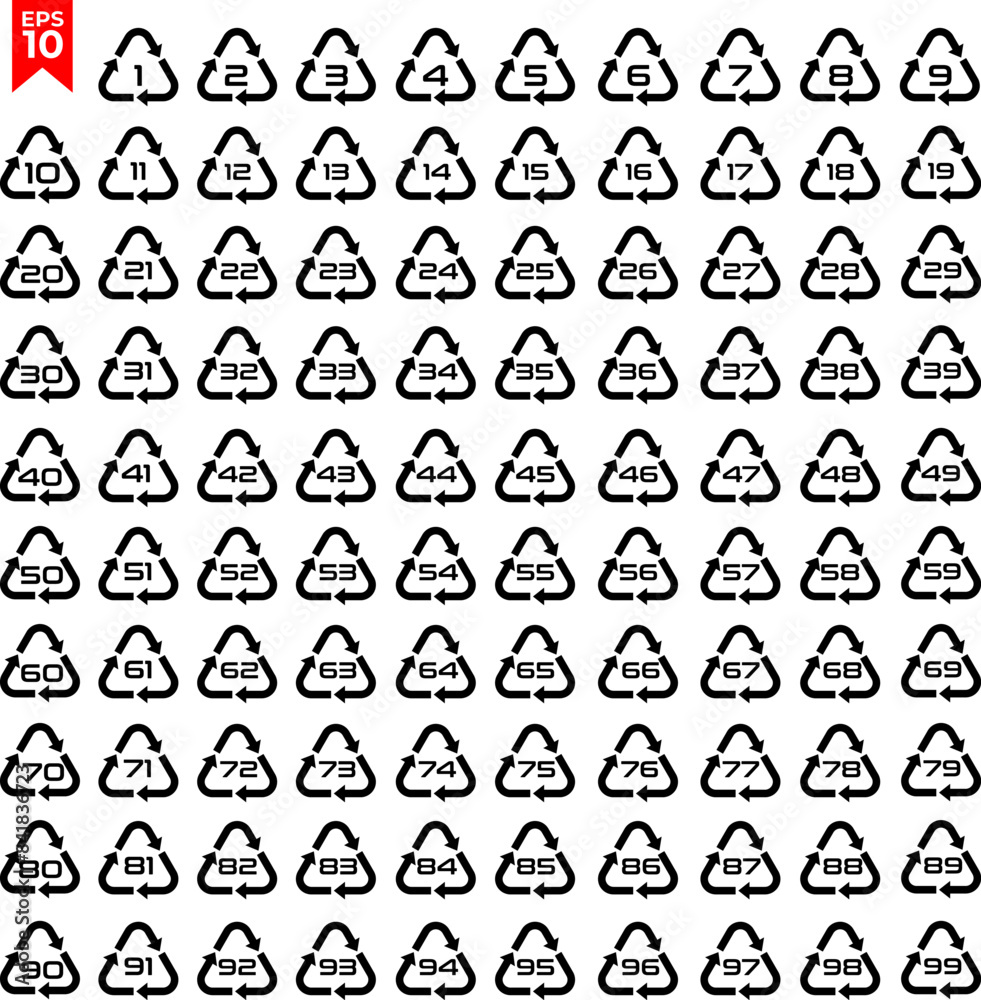 Recycling set icon. Vector illustration. Pete 1, HDPE 2, PVC 3, LDPE 4, pp5, ps6, gls 71, pap20, pap 21, tex60, fe,recycle, plastic, organic, glass, metal, glass, polyamide
Recycling set icon. Vector illustration. Pete 1, HDPE 2, PVC 3, LDPE 4, pp5, ps6, gls 71, pap20, pap 21, tex60, fe,recycle, plastic, organic, glass, metal, glass, polyamide