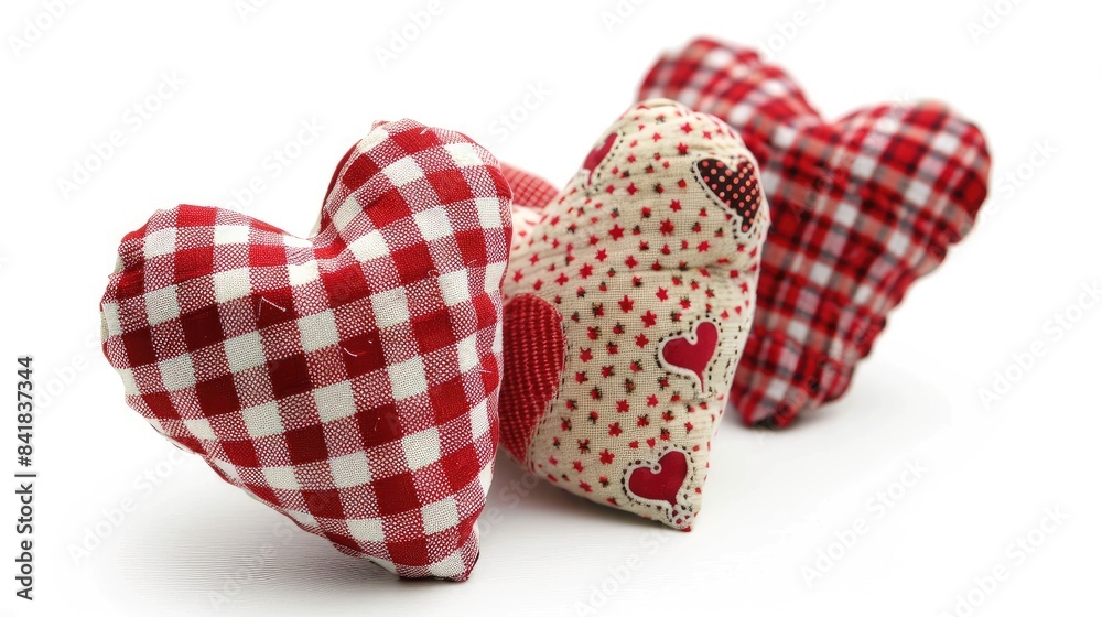 Fabric heart decoration on white background Fabric heart decoration on white background