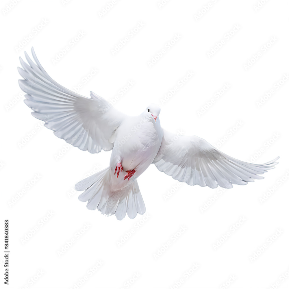 Obraz premium white dove flying on the transparent background, PNG AI GENERATED