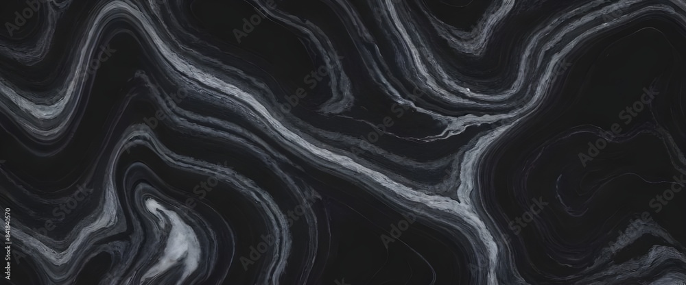 Black background with black and grey wavy lines. Marble texture and background. Liquid effect. Black background with black and grey wavy lines. Marble texture and background. Liquid effect.
