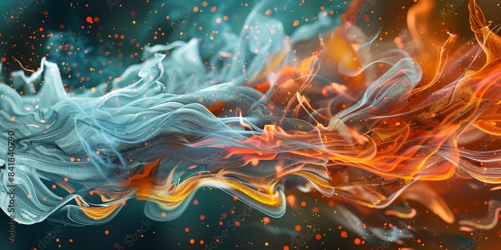 Naklejka premium colorful fire and smoke background
