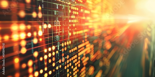 Wallpaper Mural a wall of data with a bright light shining on it and a blurry background of circles Torontodigital.ca