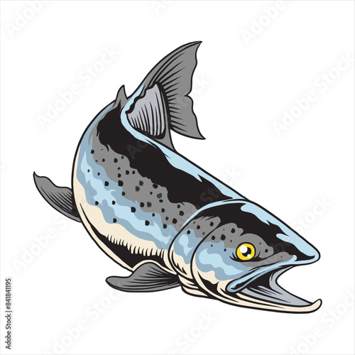 Vector Illustration of Steelhead Trout Fish with Vintage Illustration