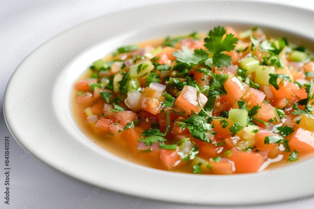 Colorful Sofrito with Fresh Ingredients in White Serving Bowl Colorful Sofrito with Fresh Ingredients in White Serving Bowl