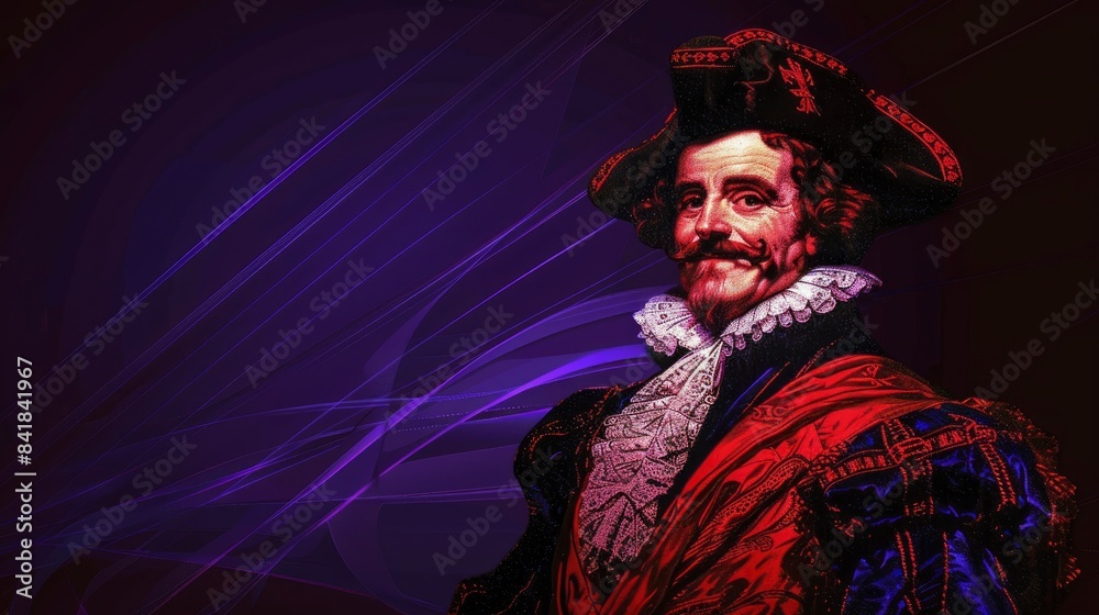 Fototapeta premium The Laughing Cavalier by Frans Hals with digital suit