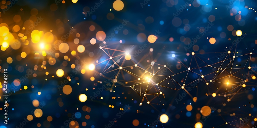 Obraz premium blue and yellow background with stars and lines