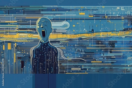  The Scream by Edvard Munch with glitch art background