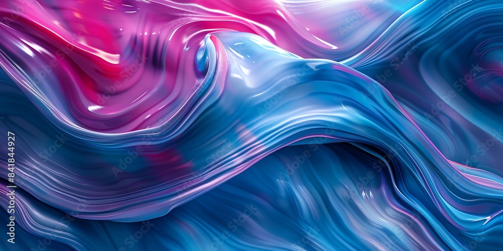 blue and pink abstract painting with liquid waves blue and pink abstract painting with liquid waves
