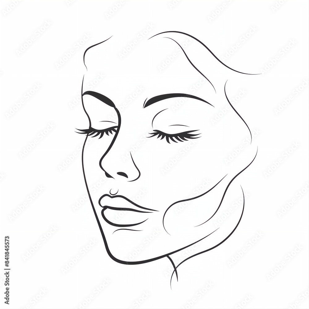 outline drawing of woman's face with her eyes closed