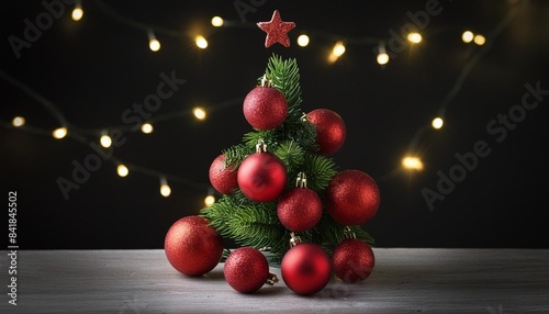 christmas tree with red balls and stars