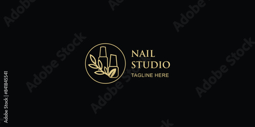 Creative nail polish studio logo design with modern concept, premium vector