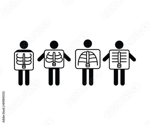 X ray people icons symbol vector design black white illustration collections sets isolated