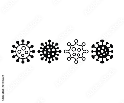 virus bacteria icons symbol vector design black white color illustration simple collections sets