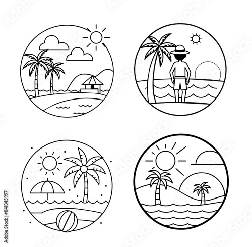 set of summer vacation on the beach icons. vector illustration