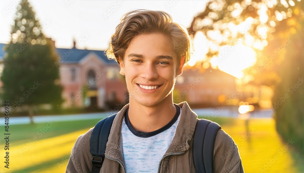 college student smiling in campus college student smiling in campus