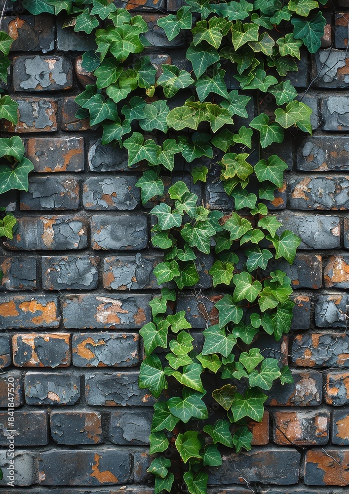 Ivy climbing on a brick wall, perfect for botanical garden concepts Ivy climbing on a brick wall, perfect for botanical garden concepts