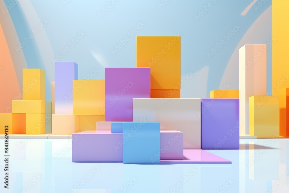 3d rendering of a colorful geometric podium 3d rendering of a colorful geometric podium