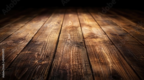 Dark Wooden Planks Gleam with Warm Light, Abstract Background