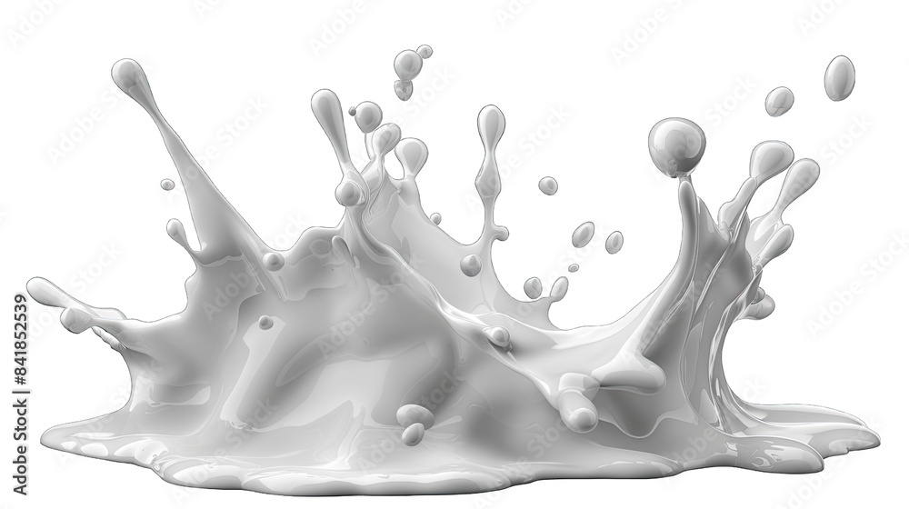 High-resolution image of a splash of white liquid captured mid-air on transparent background High-resolution image of a splash of white liquid captured mid-air on transparent background