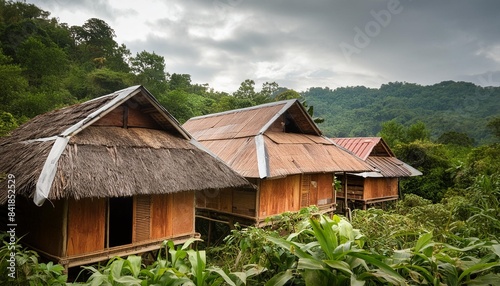 old houses in the jungle surrounded by vegetation © Yesenia