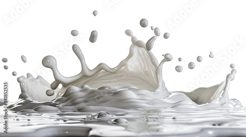 High-resolution image of milk splash with droplets in motion, isolated on transparent background
