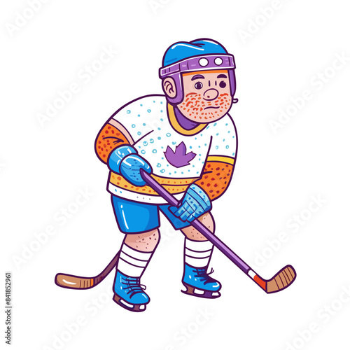 Athlete hockey player minimalistic figure 