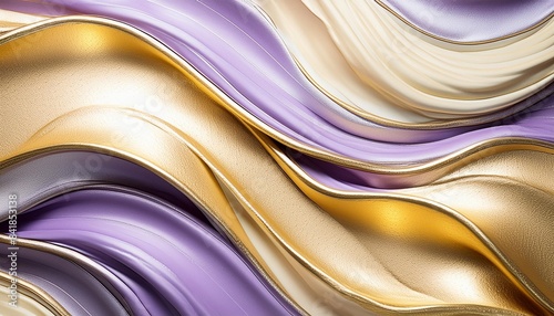 wavy golden and purple metallic 3d background generative ai