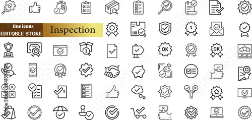 Inspection web icons in line style. 
