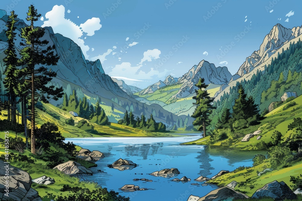 Fototapeta premium A lively and vibrant forest and field