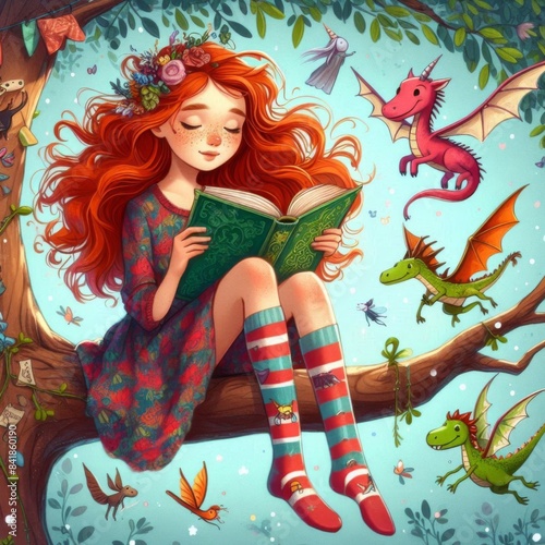 Illustration for the fairy tale of pappy longstocking.