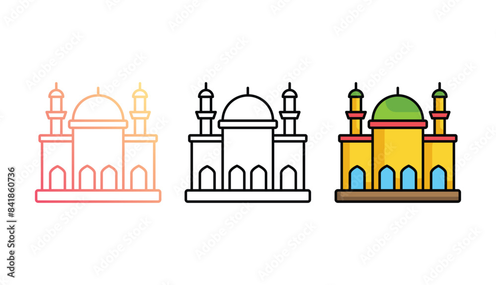 Mosque icon design with white background stock illustration Mosque icon design with white background stock illustration