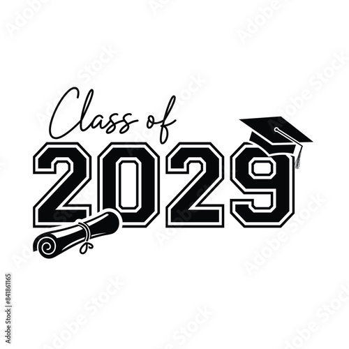 Class of 2029 typography design vector. Text for design, congratulation event, T-shirt, party, high school or college graduate. Editable class of 2029 typography 