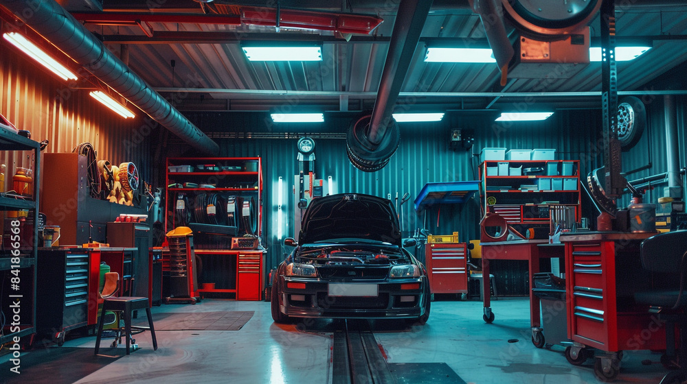 Fototapeta premium the car is in the garage