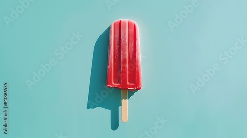 a popsicle on cyan surface icecream on blue background