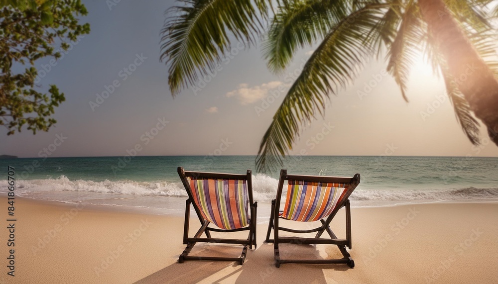 two chairs on the tropical beach