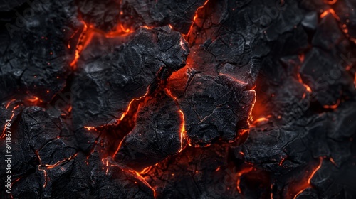 Incandescent charcoal embers with beautiful orange and reddish tones. High quality photo photo