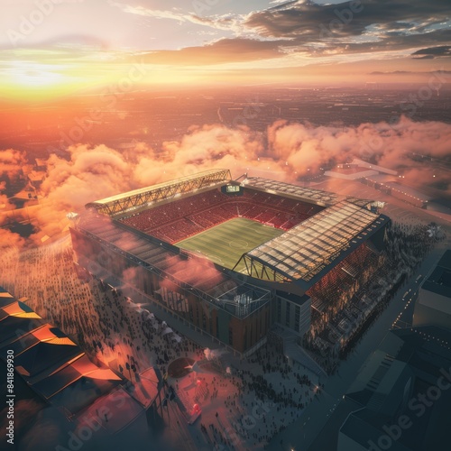 stadium at sunset